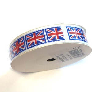 Bobine de 10 mètres de ruban gros-grain de timbre union jack, ruban de jubilé de platine de 16 mm, drapeau britannique, ruban de drapeau de l'Angleterre, ruban patriotique