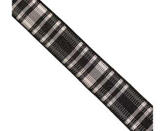 5 metres Black and white Tartan Ribbon: 12mm Scottish Plaid Ribbon