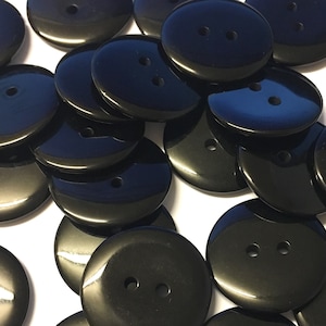 10, black buttons, black resin buttons, 23mm black buttons, coat buttons, shiny buttons, buttons UK, round black buttons, craft buttons
