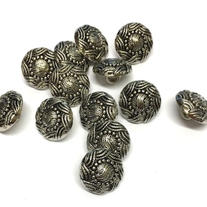 10, botones plateados de 15 mm (24L), botones decorativos, botones de plástico, botones redondos, botones metálicos, botones vintage, botones, vendedor en España