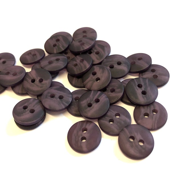 10, 12mm (20L) dark plum variegated buttons, marbled buttons, pearl buttons,  opalescent buttons, shirt buttons, purple variegated buttons