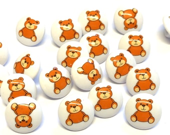10 Stück Teddybär Ösen Knöpfe: Kinder Neuheit Knöpfe (15 mm)