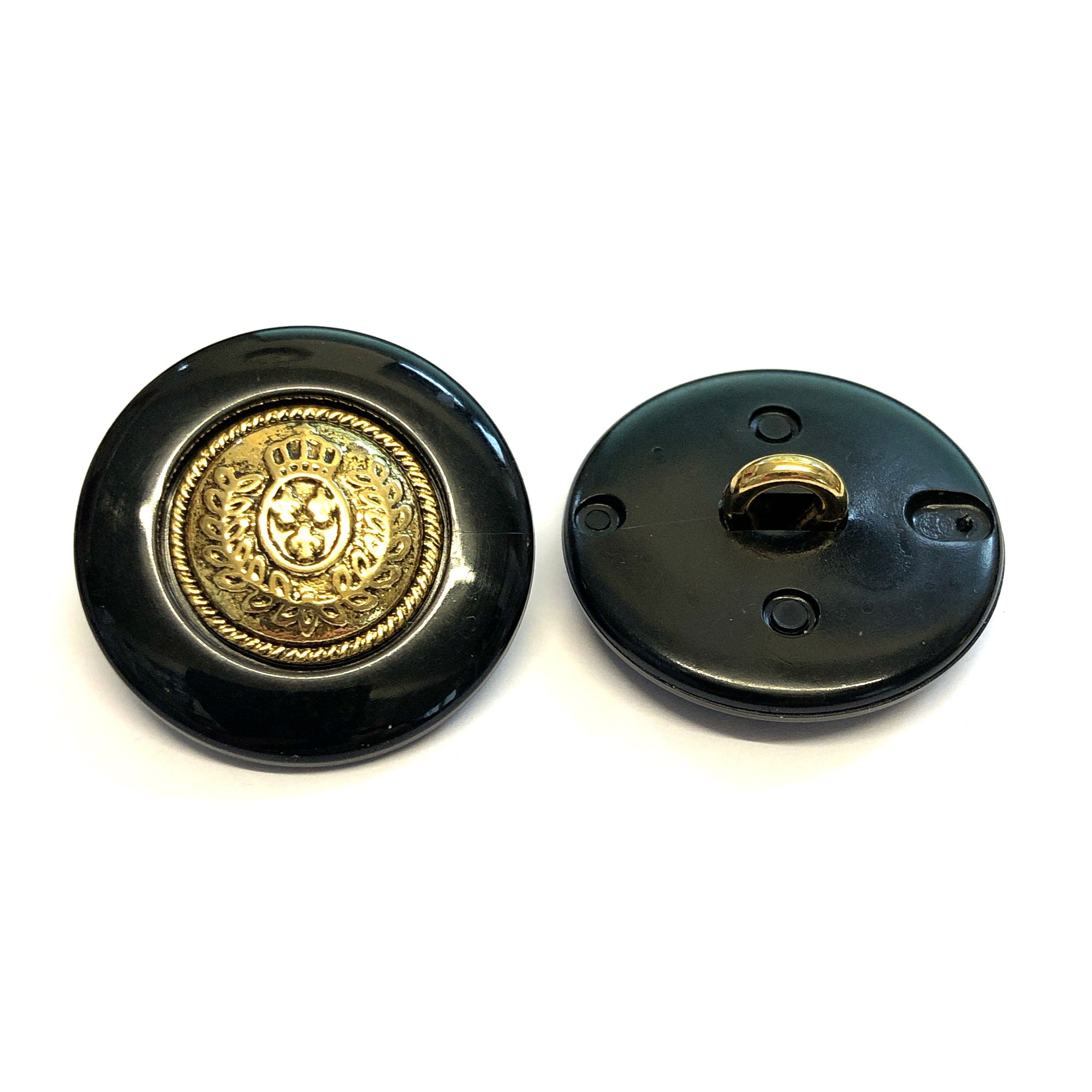 6 25mm 1 Inch Gold Coat of Arms Buttons With a Black Resin Etsy