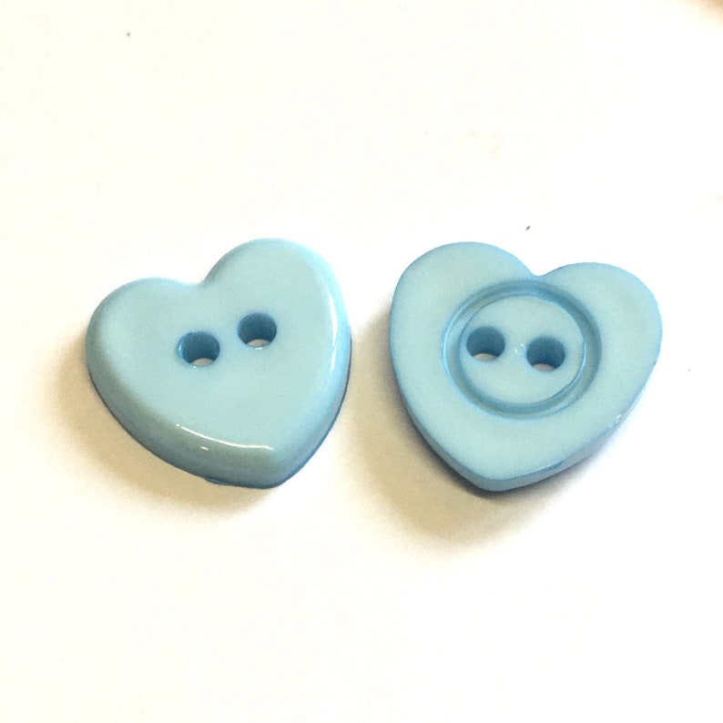 10 Blue Heart Buttons Blue Buttons Heart Shaped Buttons Etsy