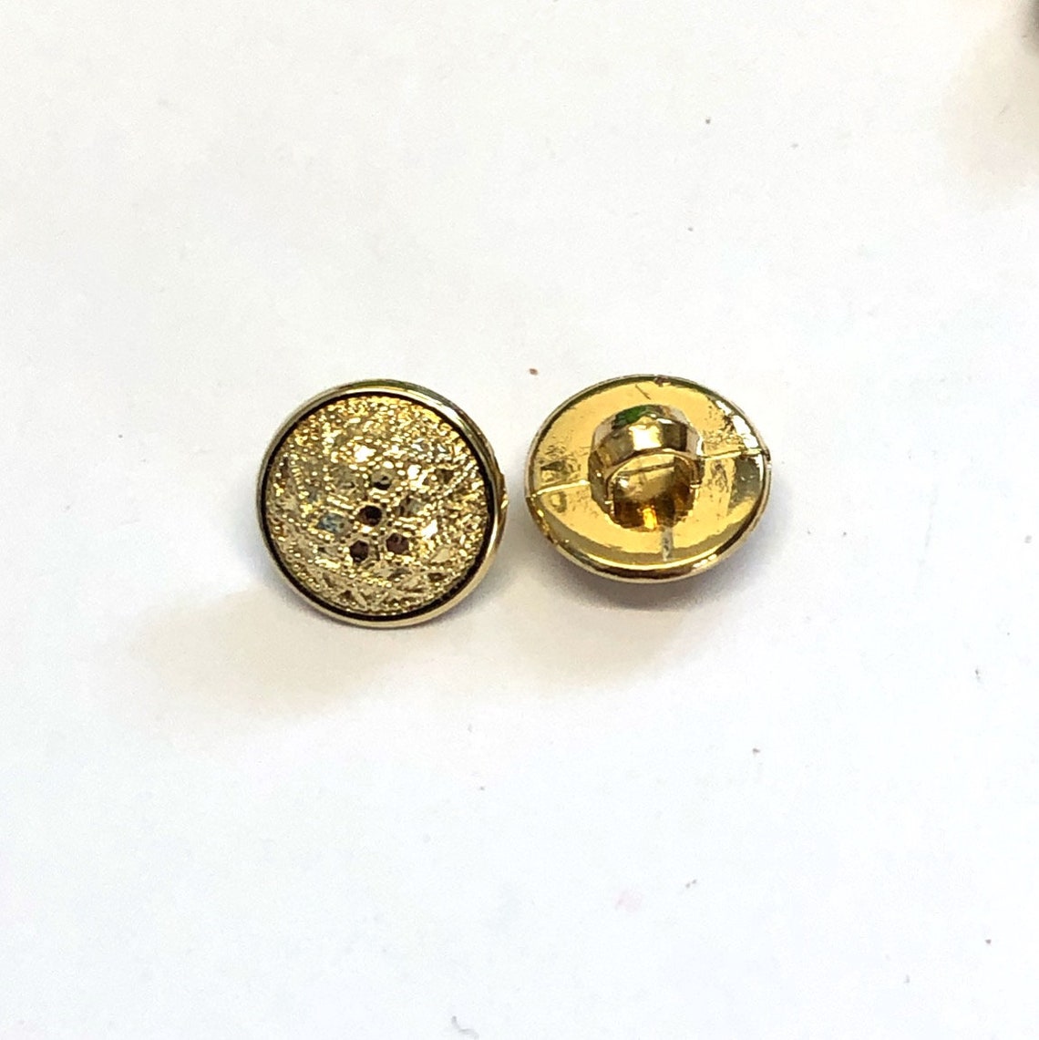 10 Small 11mm 18L Gold Patterned Buttons With Shank Gold Etsy