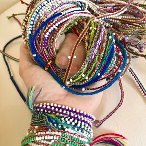 Bracelet, wrist wrap, ankle wrap, headband, anklet, hippie, tie on, bead, color, Peru, stack, bracelets, beaded band, handmade, arm wrap image 5