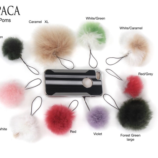 Alpaca Fur Phone Charm, fur pom, phone charm, iphone, samsung, keychain pom charm, handbang fur ball, fur accessory, pom charm, no-kill fur