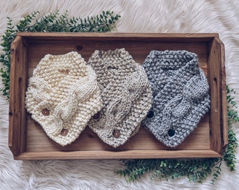 Cable Knit Neck Warmer with Buttons | Knit Chunky Cowl | Neck Warmer for Women | Knit Accessories | Cowl Scarf Button | Winter Scarf