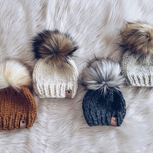 Knit Baby Hat | Baby Beanie | Knit Winter Hat for Baby | Baby Pom Hat | Knit Beanie for Toddler | Kids Winter Beanie | Gender Neutral Hat