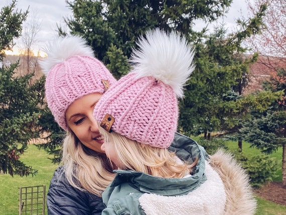 Mommy and Me Hats | Faux Fur Pom | Women Winter Hat | Womens  display picture 3