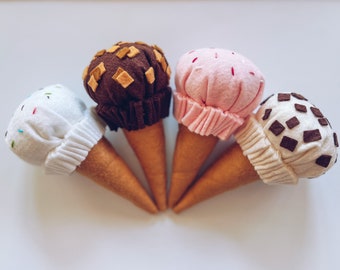 Ice Cream Cone | Summer Childrens Toy |Felt Food Toy | Play Kitchen Food | Play Food for Toddler | Felt Food for Kids | Play Toys