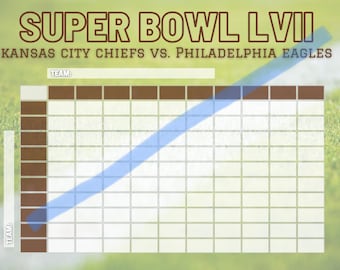 Printable Super Bowl Boxes. Football Grid. Super Bowl Squares. Super ...