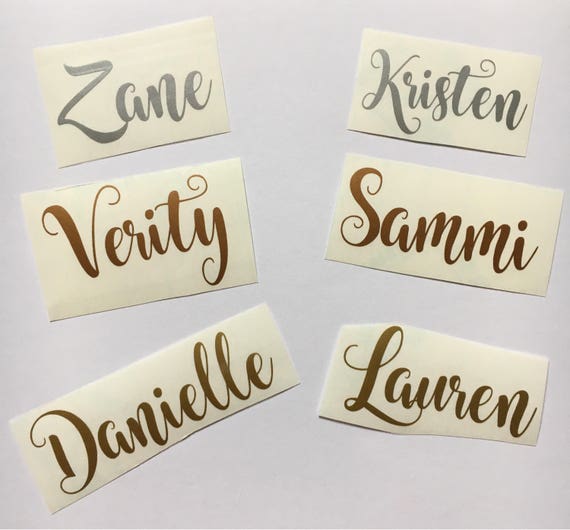 SILVER Name X 10 Stickers Vinyl Decal Wine Glass Hen Wedding Personalised DIY