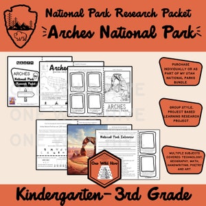Utah Arches National Park Research Project Based Learning Thematic Worksheets, National Parks Summer Road Trip Pages, Homeschool Unit Study