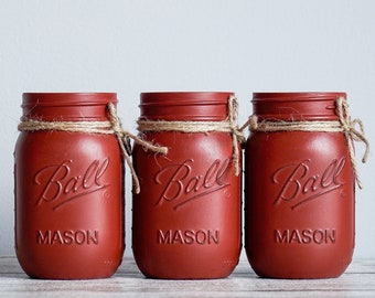 Tuscan Red Mason Jar Set