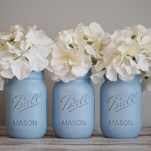 Baby Blue Pint Size Mason Jar - Set of 3