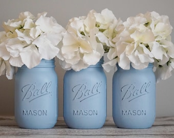 Baby Blue Pint Size Mason Jar - Set of 3