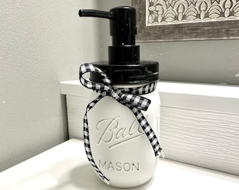 White Mason Jar Soap Pump