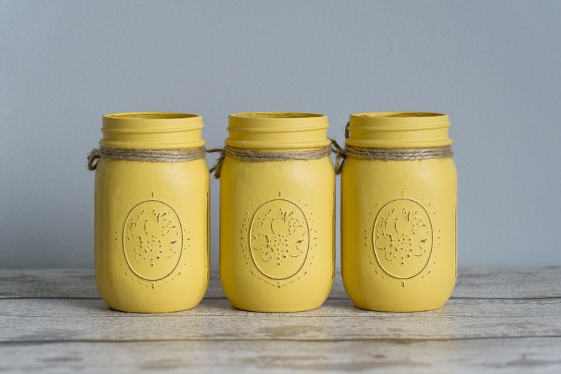 Rustic Yellow Mason Jar Set Etsy