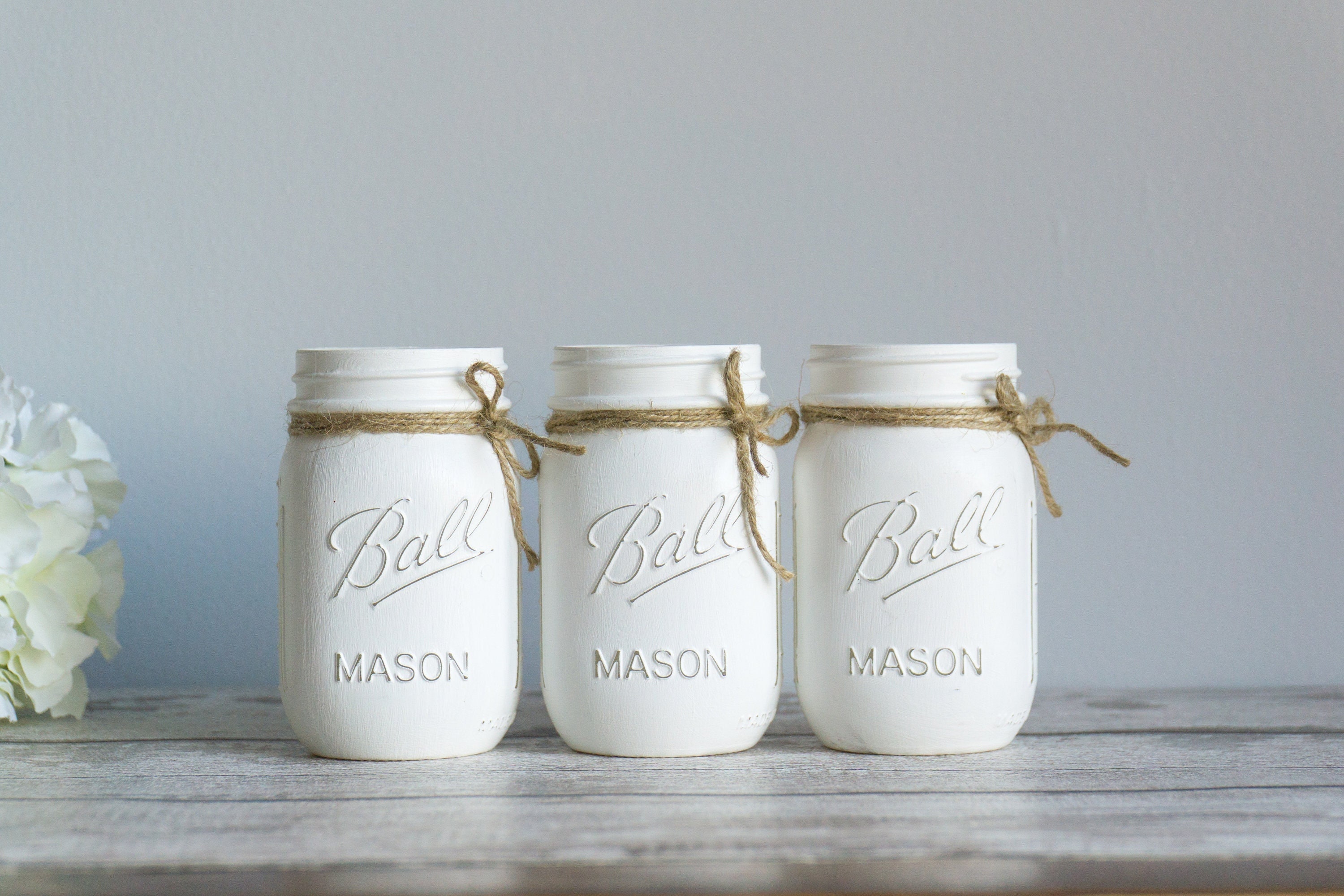 White Mason Jars Set Etsy