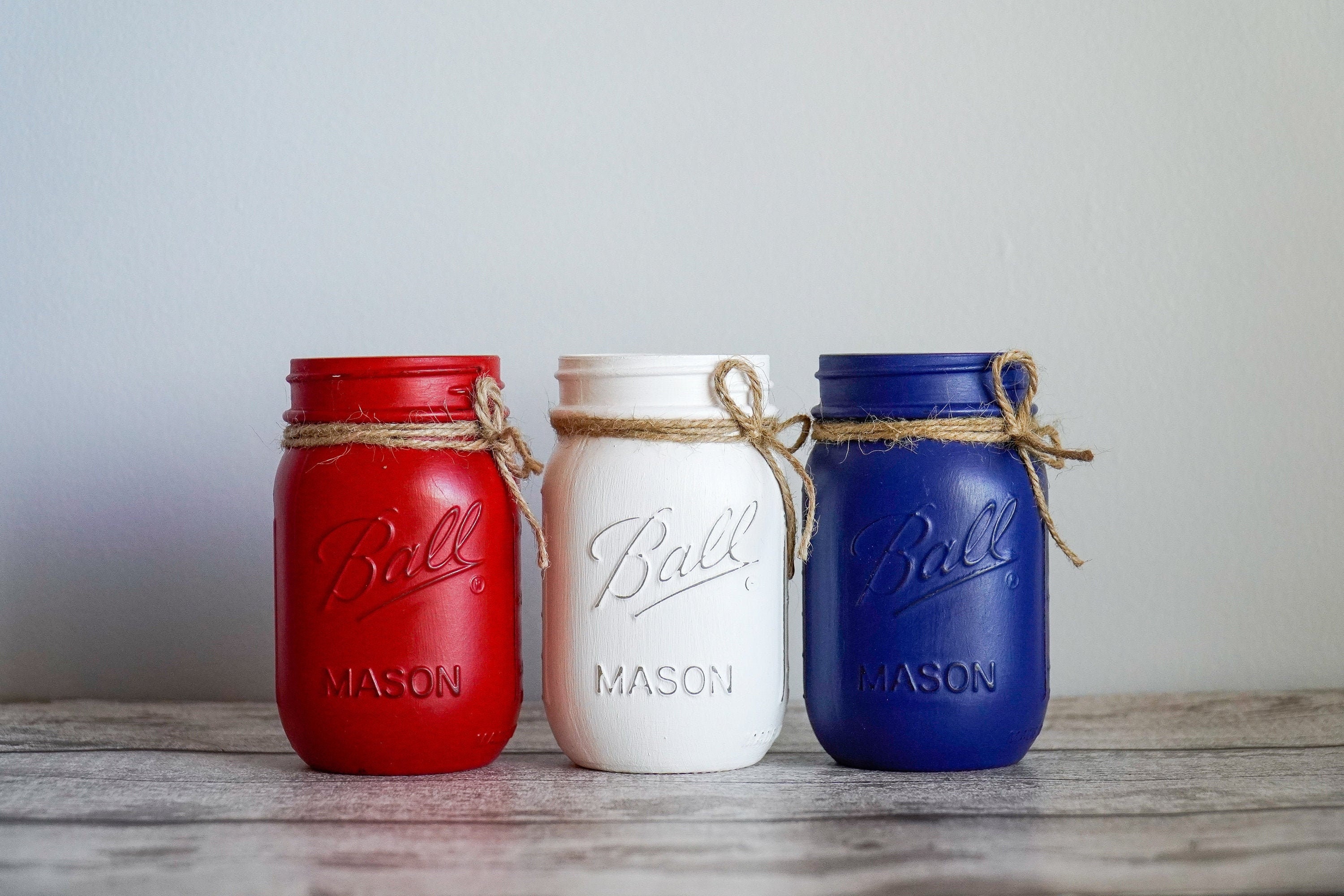 Red, White &amp; Blue Mason Jar Set - Etsy