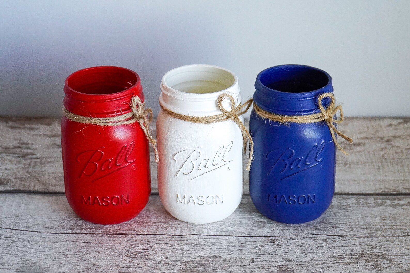 Red, White &amp; Blue Mason Jar Set - Etsy
