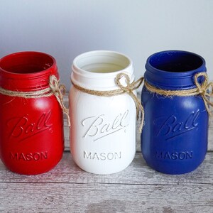 Red, White &amp; Blue Mason Jar Set - Etsy