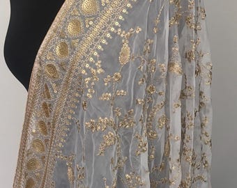 White Organza Zari Embroidery Dupatta Chunni