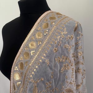 White Organza Zari Embroidery Dupatta Chunni
