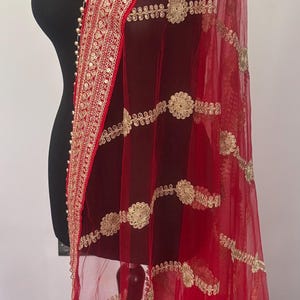 Red Bridal Dupatta with Gold Embroidery