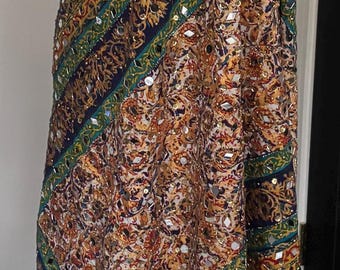 Dupatta de seda multicolor para trabajo pesado