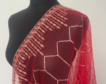 Red Net Dupatta Chunni