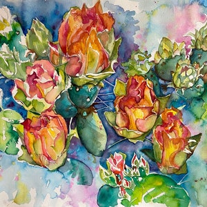 Texas Wildlife peintures / cartes de notes / cactus / « Nopaloosa »