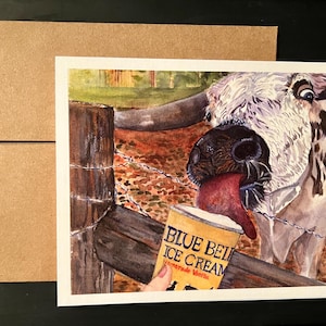 Watercolor Notecards, cows, ice cream, Texas