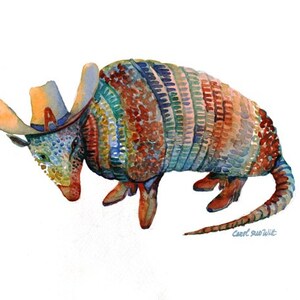 Aquarell Grußkarten, Gürteltier, Cowgirl, Stiefel, Texas, 5x7, hochwertiger Karton, innen blanko, Grüße, gute Besserung, Glückwünsche, Umzug