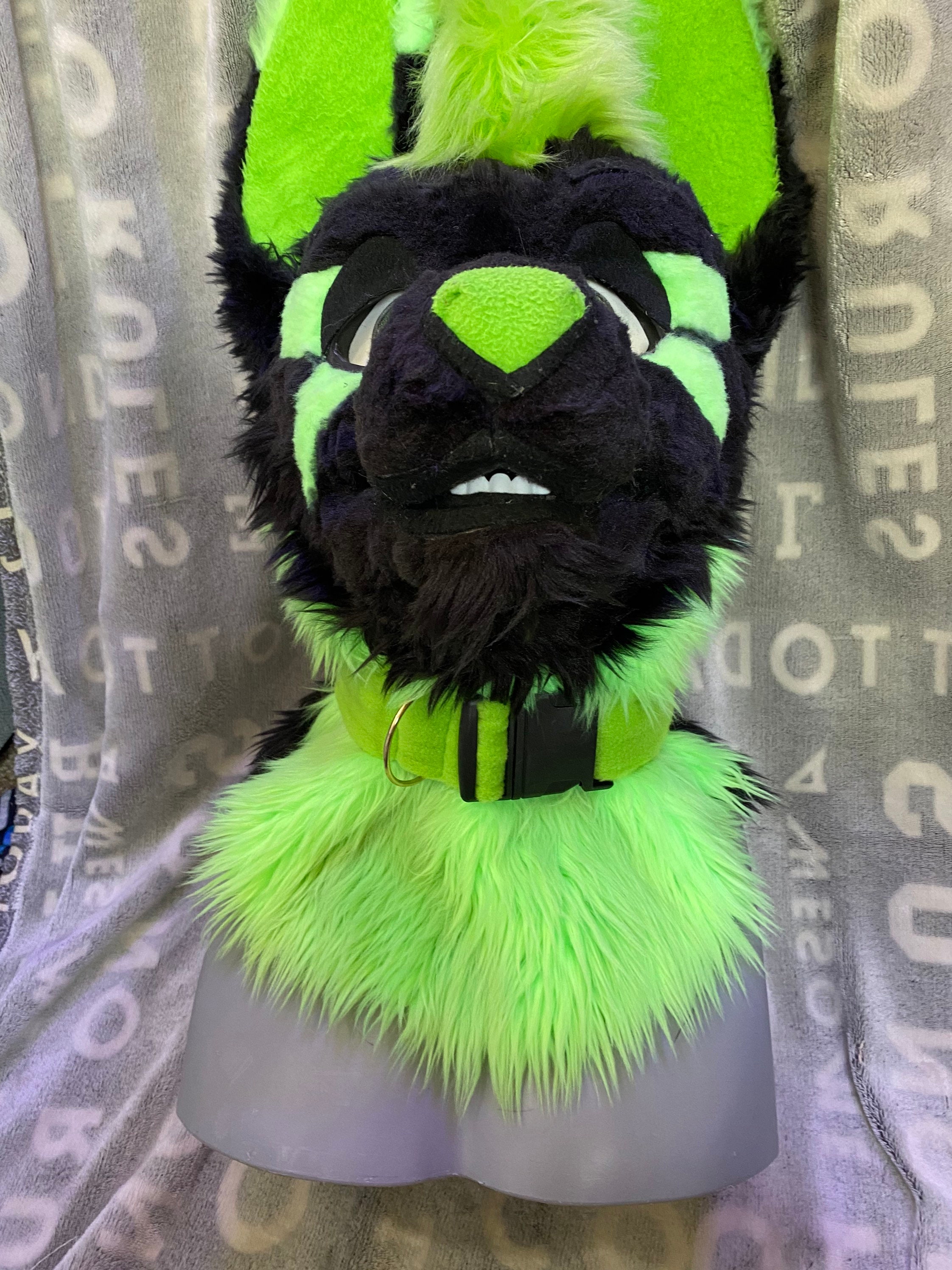 Fursuit collar green fleece Etsy