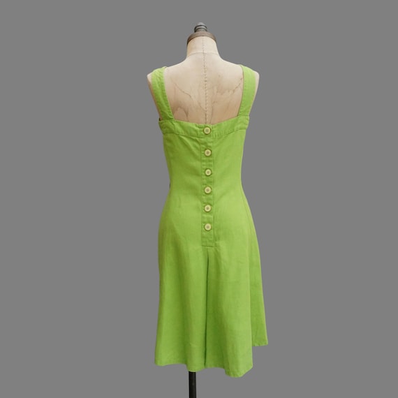 valentino lime green dress 60's Miss V linen mini with back buttons, Size M-L 3B0VDGU51MM Color