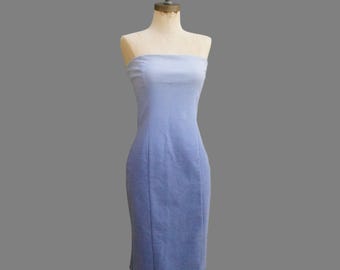Y2k Blue Denim Glitter Body con trägerlosem Kleid, New Look, Größe S