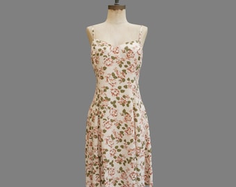 90er Jahre Floral Viscose Slip Dress, Made in Britain, Medium