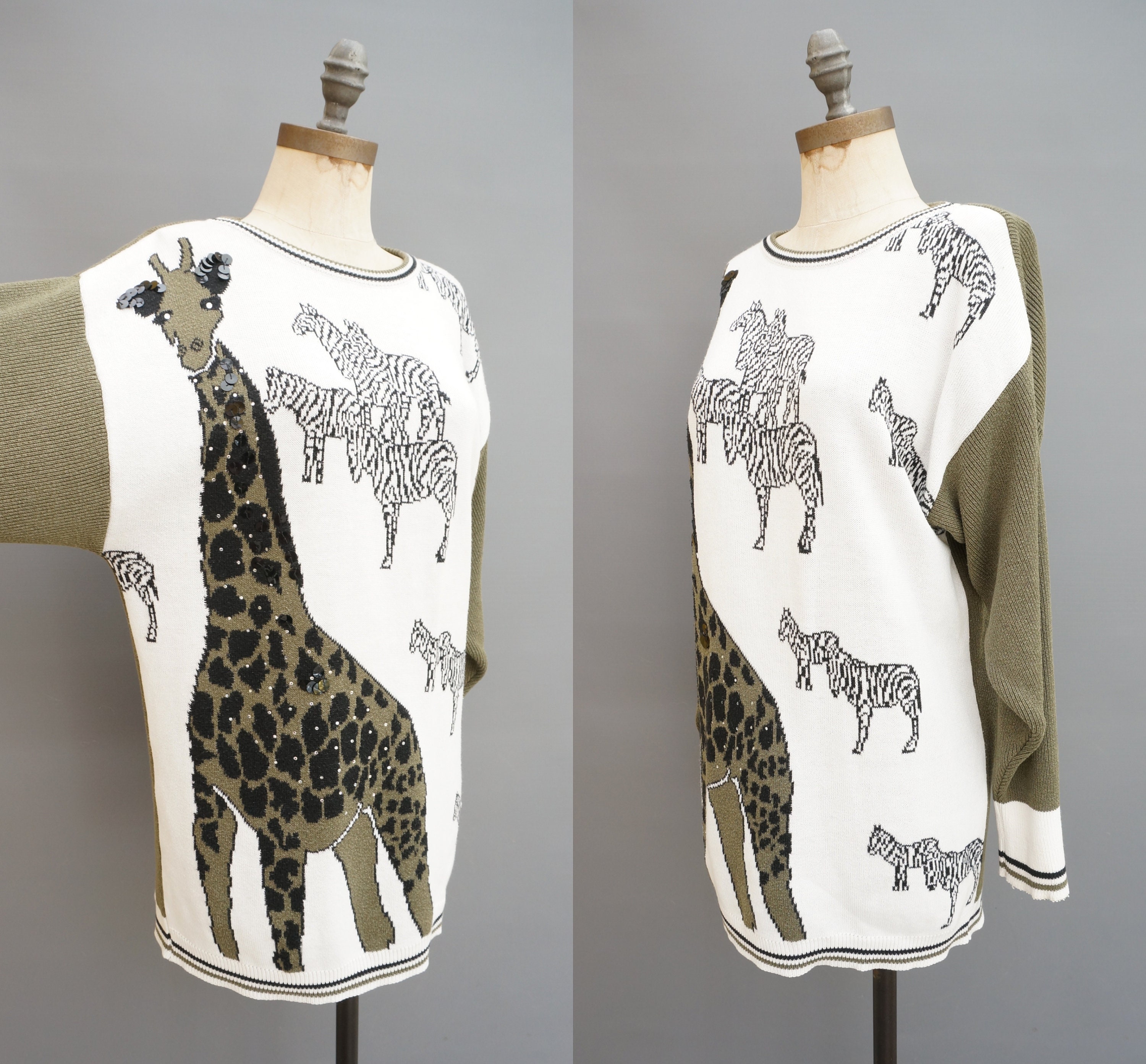 Giraffe print sweater deals
