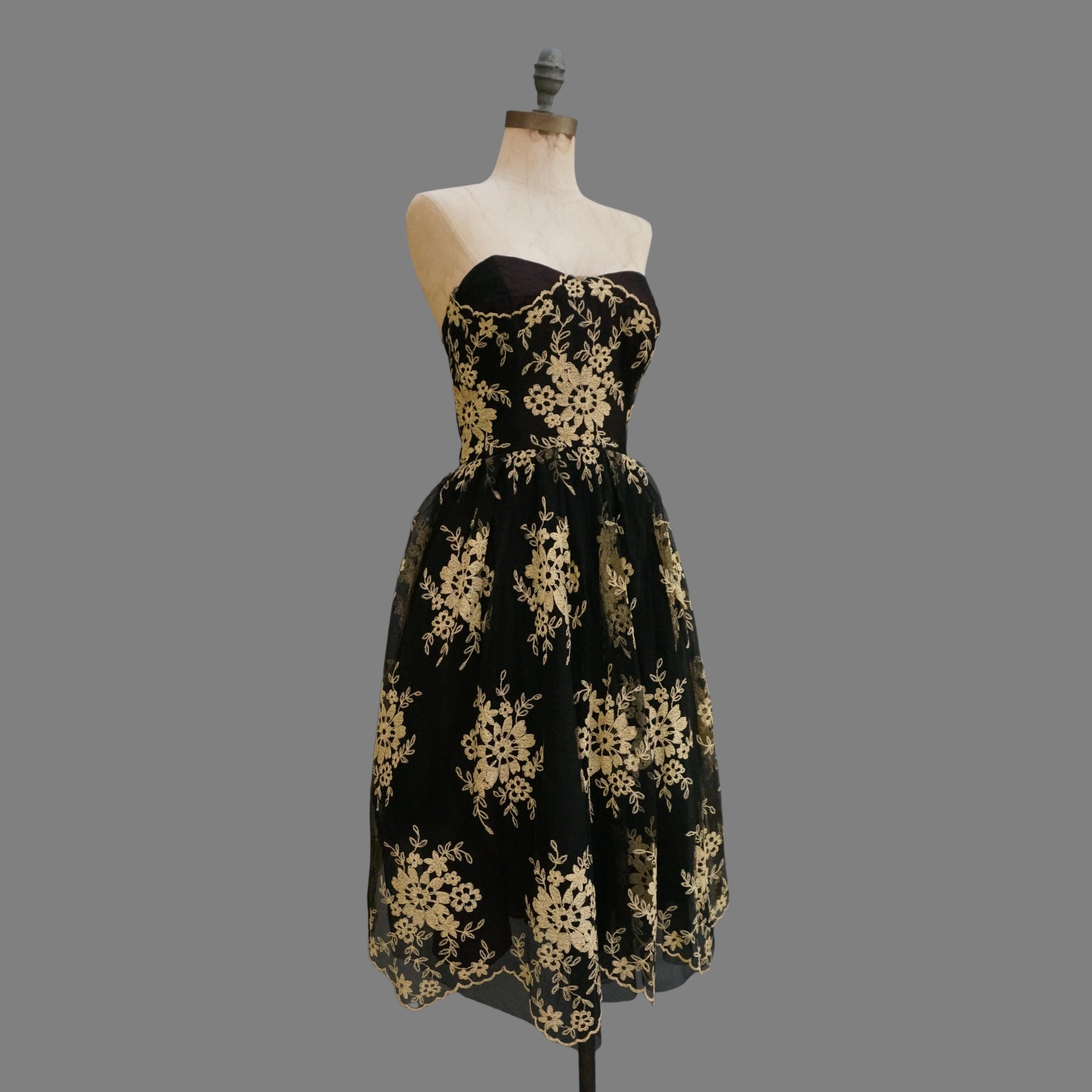 brie larson golden globes dress BLACK MIDI DRESS WTH GOLD STUDS – Le Obsession Boutique