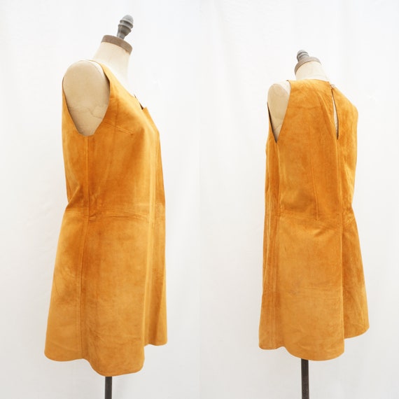 80's suede leather pinafore square neck dress, AD… - image 1