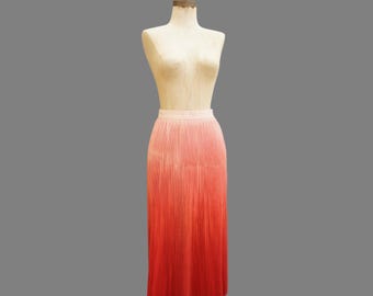 50s Ombre Faltenrock Plissee: Vintage Rosa Midi (Größe 12)