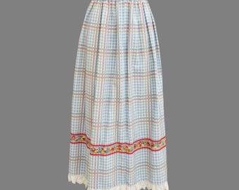 80s Dirndl-Rock aus Österreich: Besticktes Vichy-Karo aus Baumwollgemisch, Medium