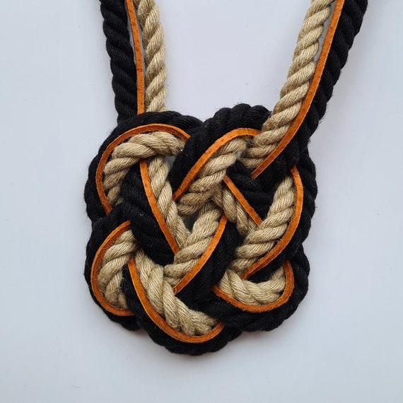 Black or Dark Gray Natural Cord Necklace, Cotton and Hemp Rope