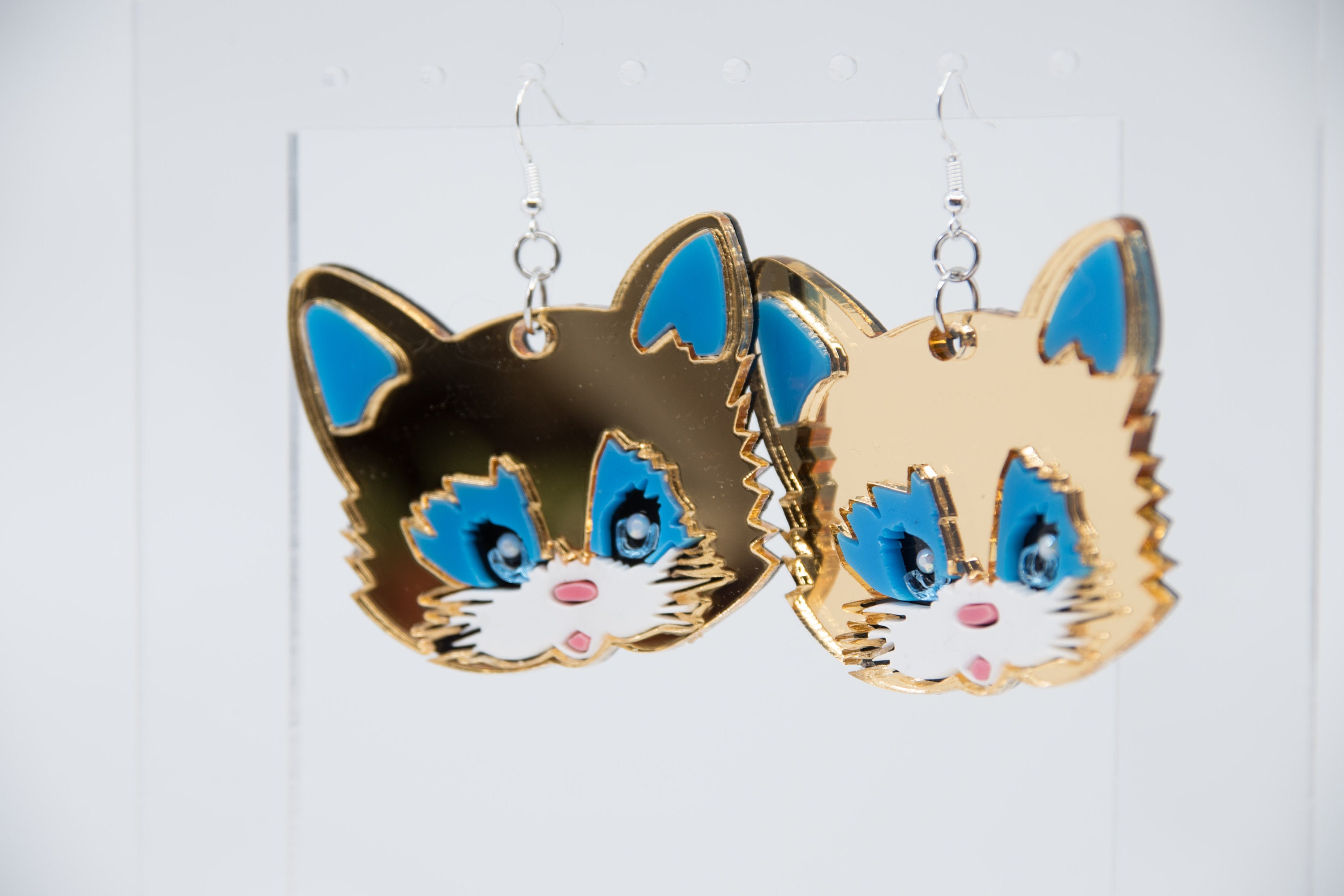 Cute Cat Earrings Large Acrylic Earrings Kitschy Earrings Etsy