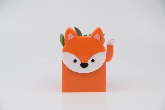 Fox Planter Orange Fox Container Cute Desk Organization Etsy