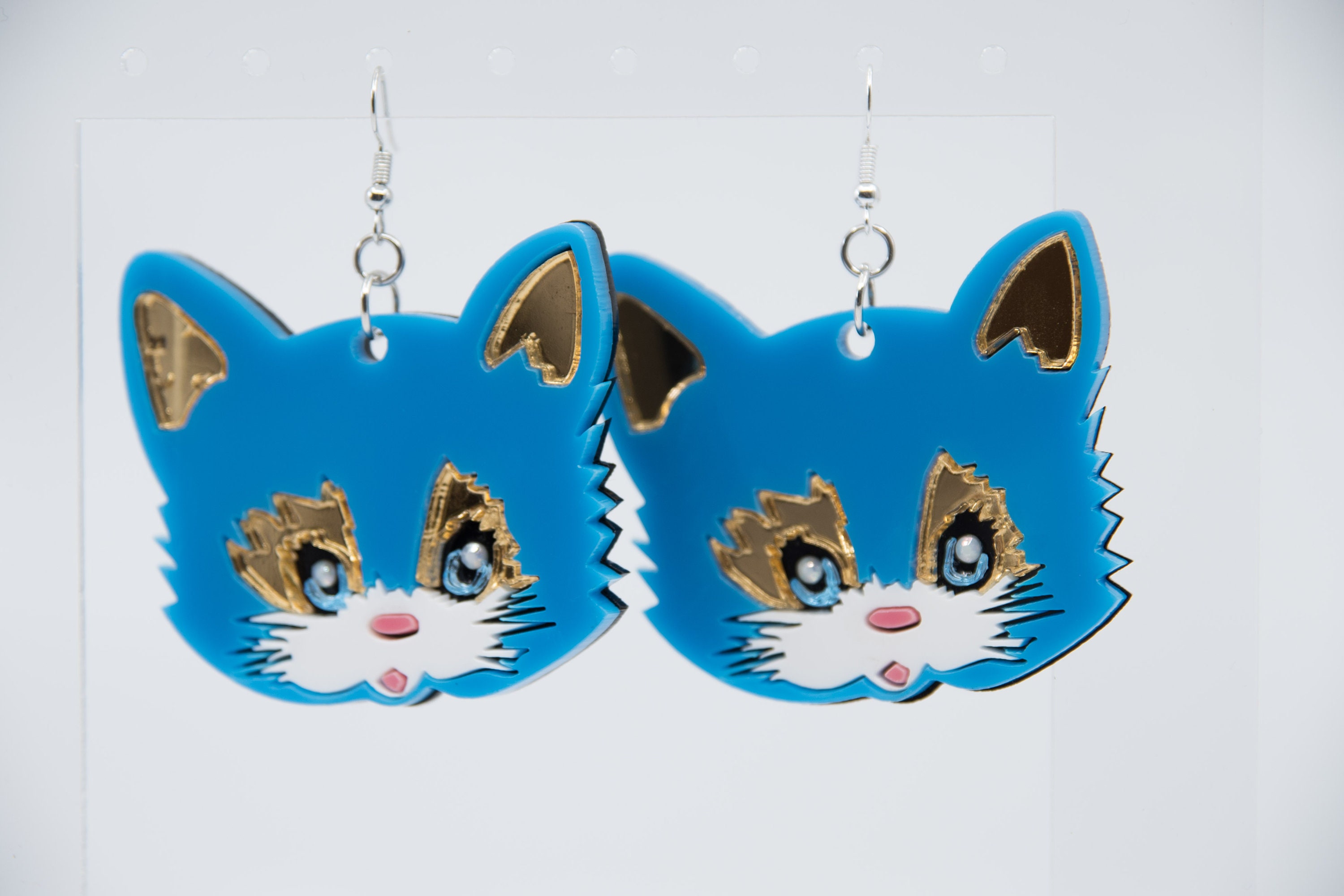 Cute Cat Earrings Large Acrylic Earrings Kitschy Earrings Etsy