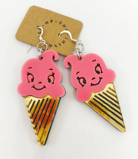 Ice Cream Earrings Dessert Earrings Large Acrylic Earrings Etsy
