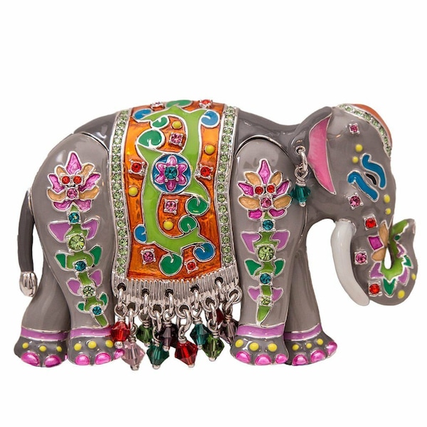 Swarovski  Multi Color Royal Elephant Charm Pin/Pendant Fashio Jewelry for Women's Girls by Ritzy Couture Silver Plated